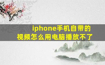 iphone手机自带的视频怎么用电脑播放不了