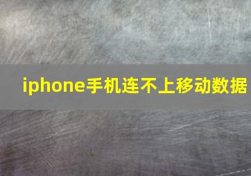 iphone手机连不上移动数据