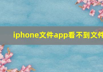 iphone文件app看不到文件