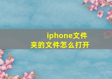 iphone文件夹的文件怎么打开