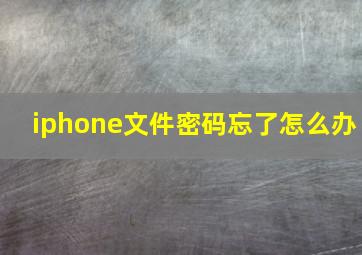 iphone文件密码忘了怎么办