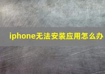 iphone无法安装应用怎么办