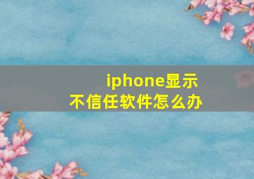 iphone显示不信任软件怎么办