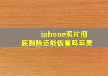 iphone照片彻底删除还能恢复吗苹果