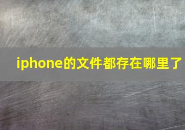 iphone的文件都存在哪里了