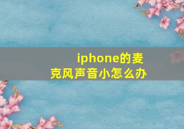 iphone的麦克风声音小怎么办