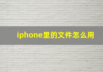 iphone里的文件怎么用