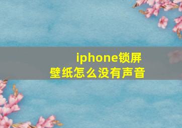 iphone锁屏壁纸怎么没有声音