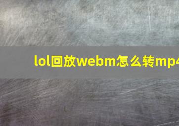 lol回放webm怎么转mp4