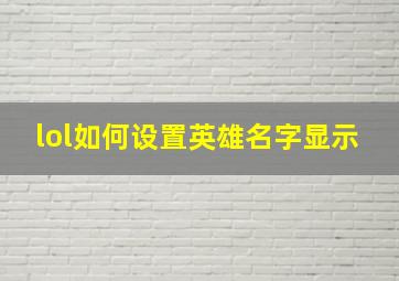 lol如何设置英雄名字显示