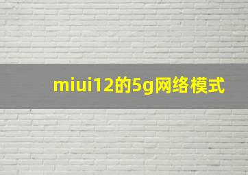 miui12的5g网络模式