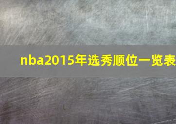 nba2015年选秀顺位一览表