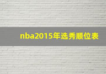 nba2015年选秀顺位表