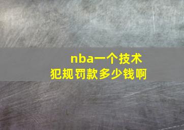 nba一个技术犯规罚款多少钱啊