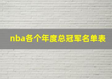 nba各个年度总冠军名单表