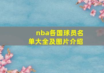 nba各国球员名单大全及图片介绍