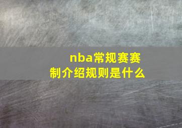 nba常规赛赛制介绍规则是什么