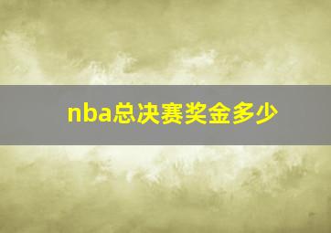 nba总决赛奖金多少