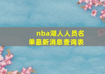 nba湖人人员名单最新消息查询表