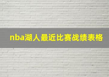 nba湖人最近比赛战绩表格