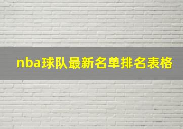 nba球队最新名单排名表格