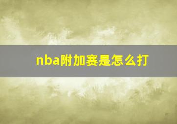 nba附加赛是怎么打