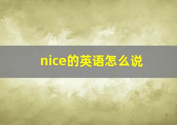 nice的英语怎么说