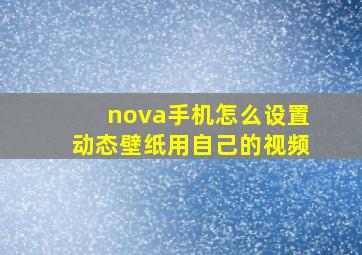 nova手机怎么设置动态壁纸用自己的视频