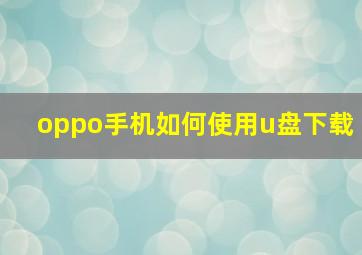 oppo手机如何使用u盘下载