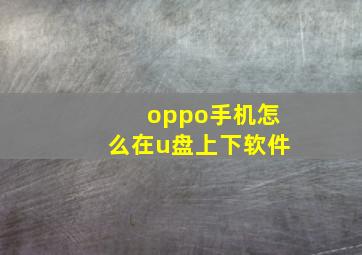 oppo手机怎么在u盘上下软件