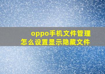 oppo手机文件管理怎么设置显示隐藏文件