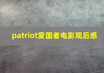 patriot爱国者电影观后感