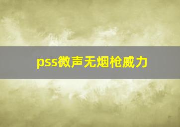 pss微声无烟枪威力