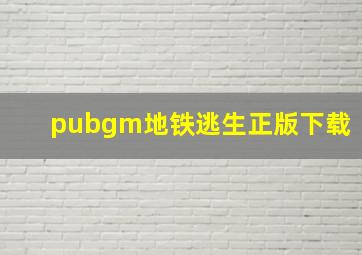 pubgm地铁逃生正版下载