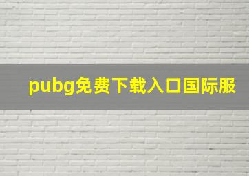 pubg免费下载入口国际服