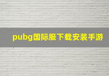 pubg国际服下载安装手游