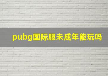 pubg国际服未成年能玩吗