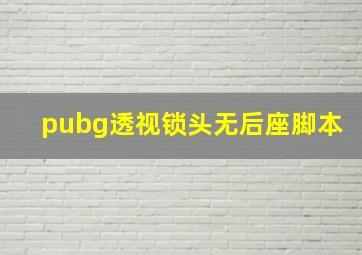 pubg透视锁头无后座脚本