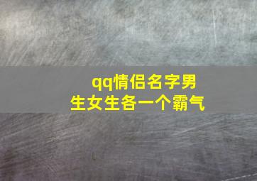 qq情侣名字男生女生各一个霸气