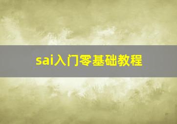 sai入门零基础教程