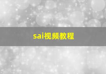 sai视频教程