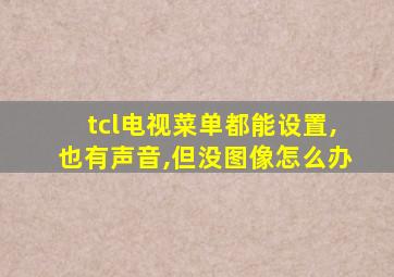 tcl电视菜单都能设置,也有声音,但没图像怎么办