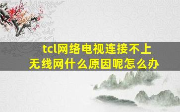 tcl网络电视连接不上无线网什么原因呢怎么办