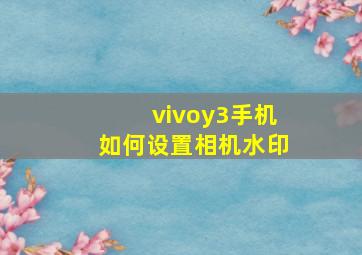 vivoy3手机如何设置相机水印