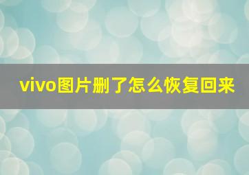 vivo图片删了怎么恢复回来