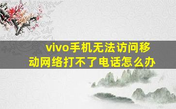 vivo手机无法访问移动网络打不了电话怎么办