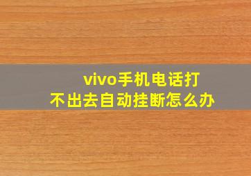 vivo手机电话打不出去自动挂断怎么办