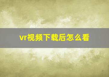 vr视频下载后怎么看