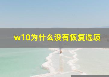 w10为什么没有恢复选项