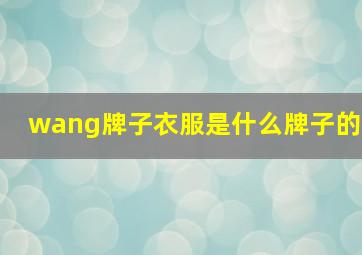 wang牌子衣服是什么牌子的